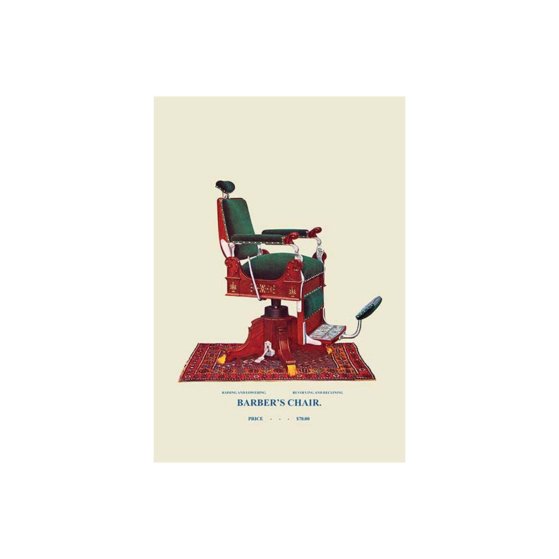 Chaise de barber hydraulique, impression, H 36 po x l 24 po x P 1,5 po