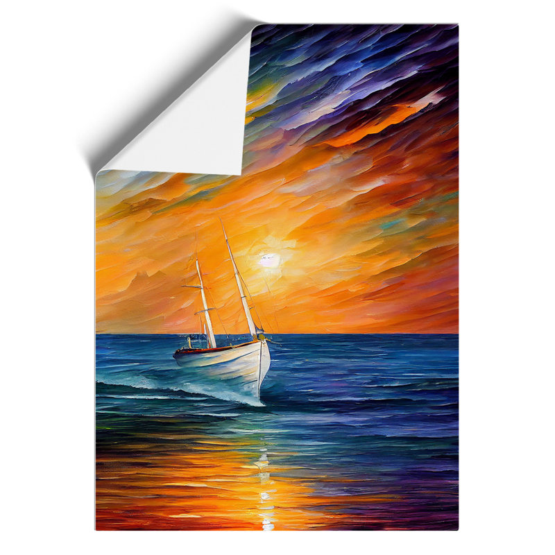 Boat at Sunset No.4 - Wall Art, Paper, 29.7cm H x 21cm W, No Matte
