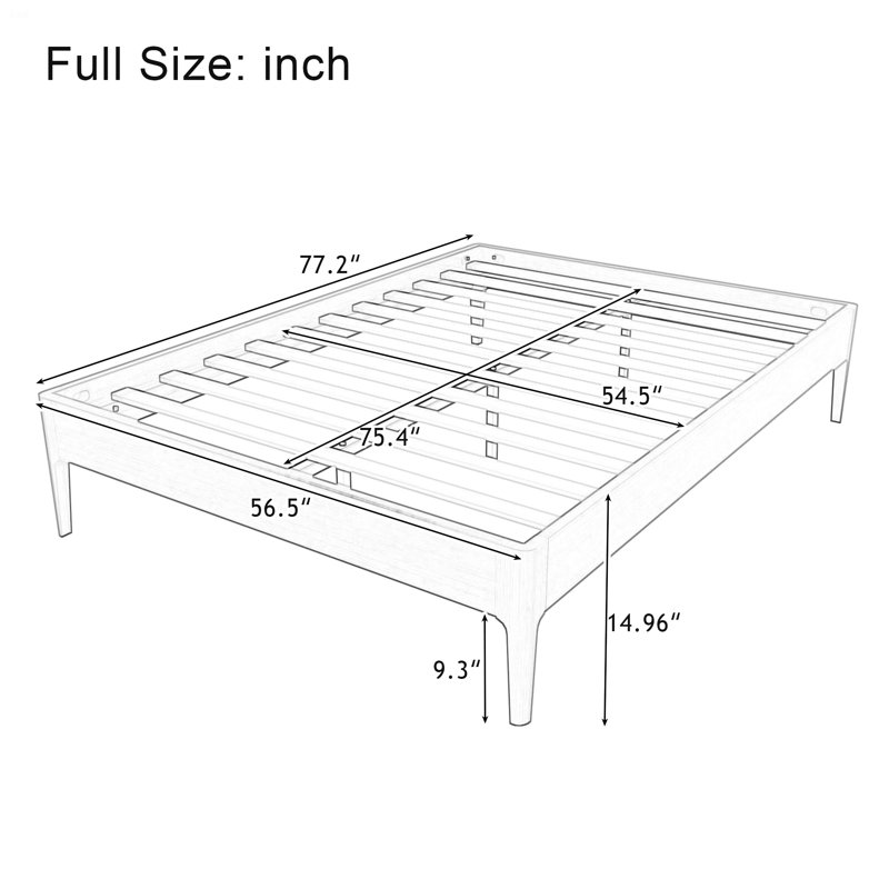 Minimalist Style Platform Bed Frame, No Box Spring Needed, Lit double, Brown