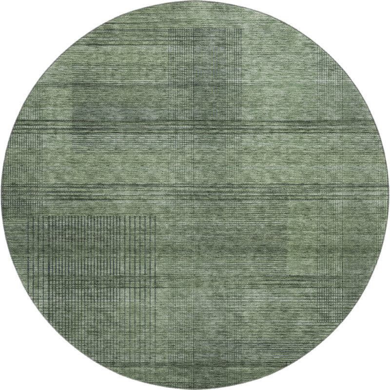 Premium Machine Washable Prisco Olive Rug, Round 8'