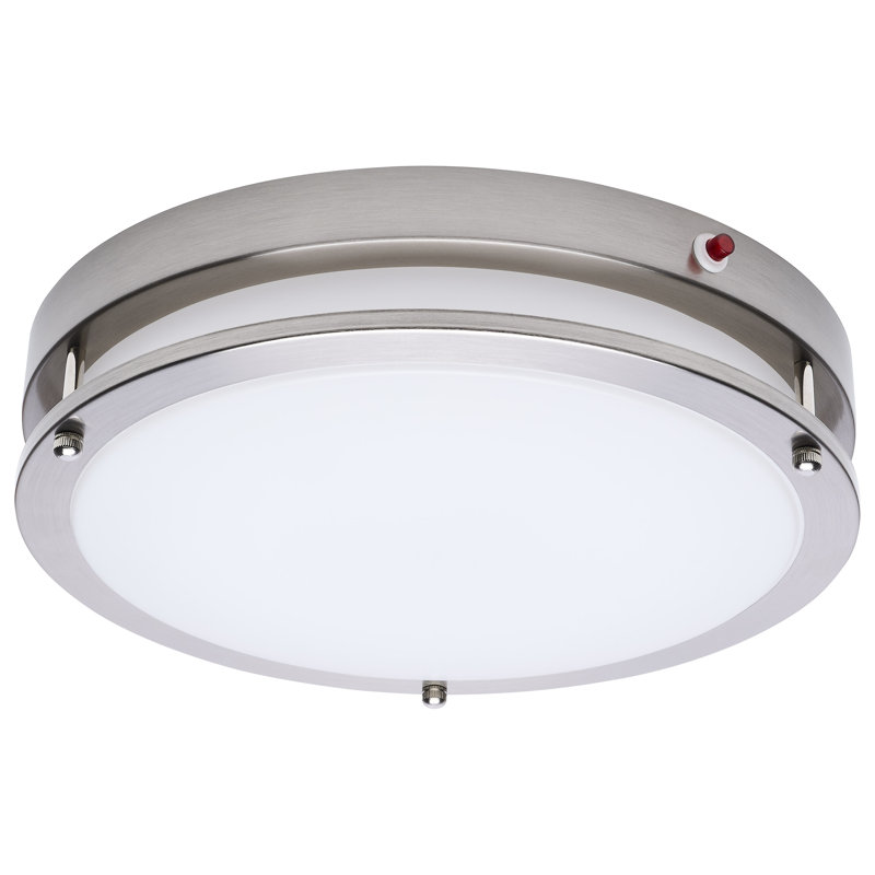 Glamour 13 Inch LED Flush Mount Emergency Battery CCT Selectable, Brushed Nickel
