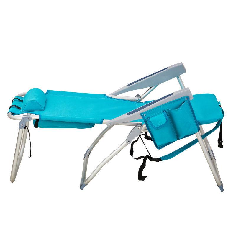 Lemon Pattern Aluminum Folding Backpack Beach Chair, Teal