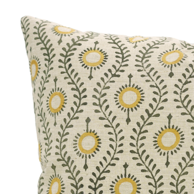 Coussin décoratif en coton à motif de blocs de coton à la main Fab Divine Artisan, H 14 po x l 20 po
