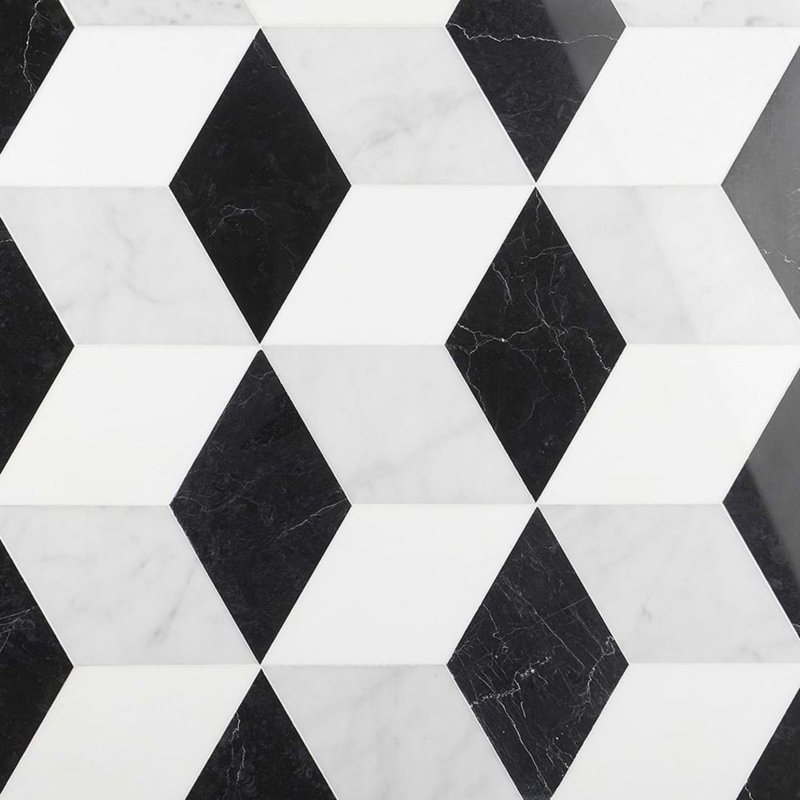 Havasar 8x9 Hexagon Honed Marble Mosaic Tile, Classico Polished