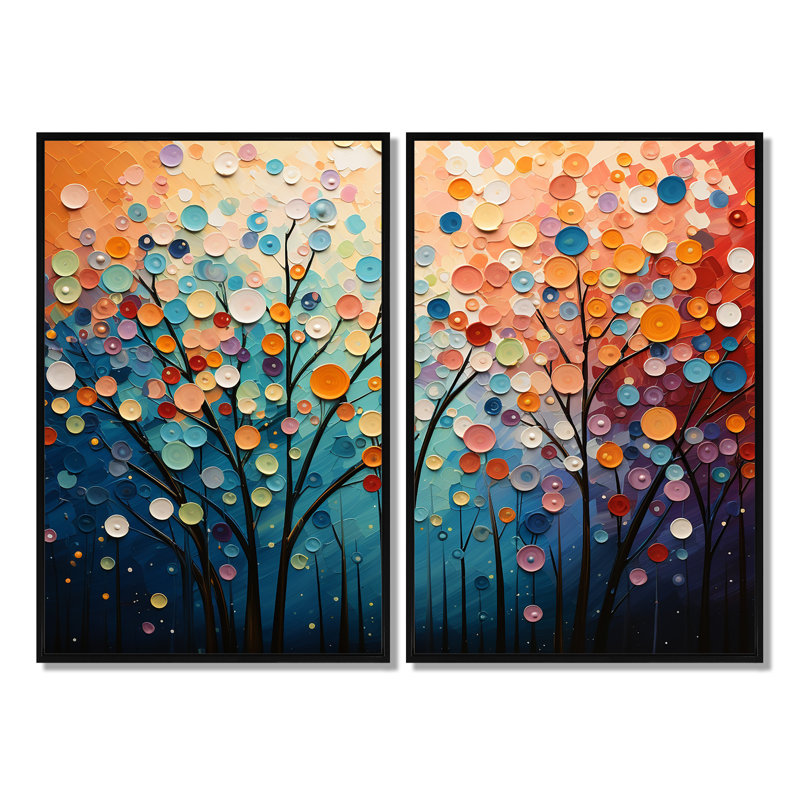 Paysage romantique romantique avec paysage de pointillisme - paysages, art mural romantique, H 36 po x l 48 po, Noir