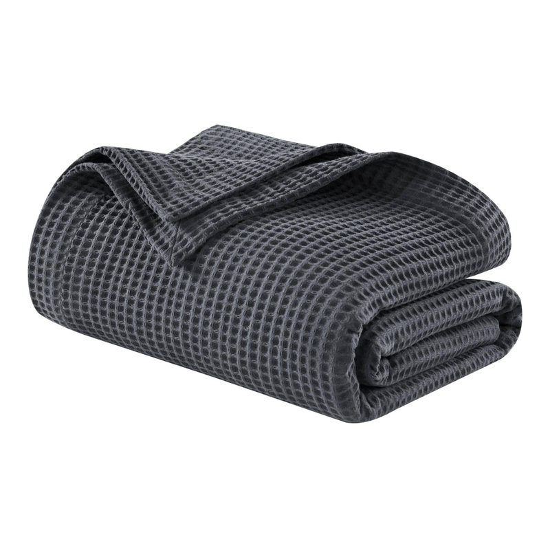 Couverture Modern Waffle Weave, Lit simple, Gris foncé