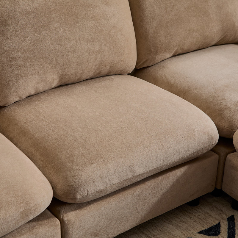 130 po Canapé modulaire en L surdimensionné 5 pièces avec canapé et repose-pieds, Chameau
