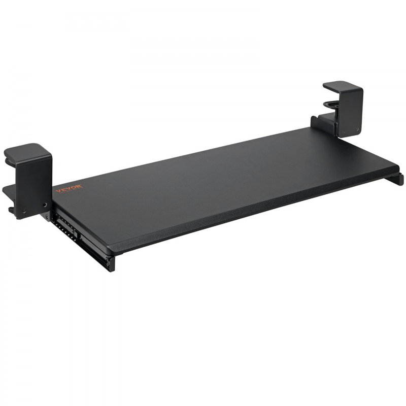 Keyboard Tray Under Desk, Pull out Keyboard/Mouse Tray Under Desk with Sturdy No-drill C Clamp Mount, Large 26.8 x 11 inch Slide-out Computer Drawer for Typing in Home, Office Work