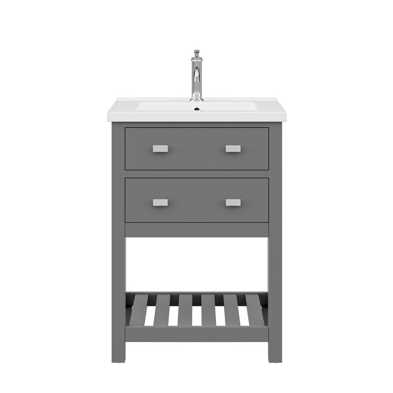 Meuble-lavabo simple chromé 24 po Putcha Viola, Chrome chrome, Cachemire