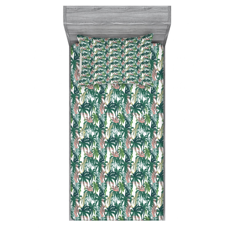 Microfiber Floral Sheet Set, Twin Sheet Set with Fitted Sheet