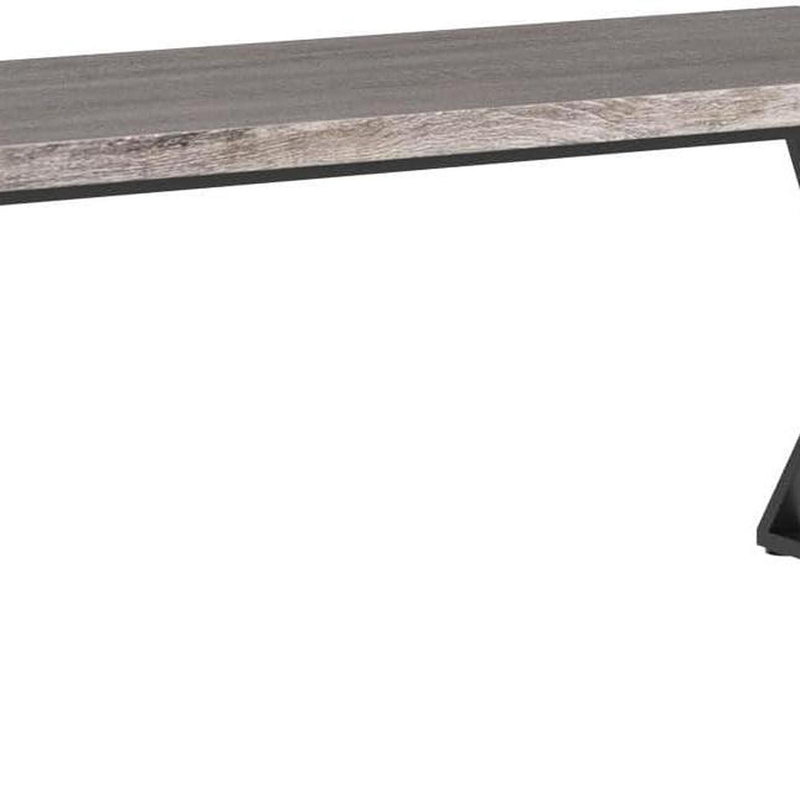 Bureau d'écriture moderne de 55 pouces avec pieds en métal en forme de Z, Gris