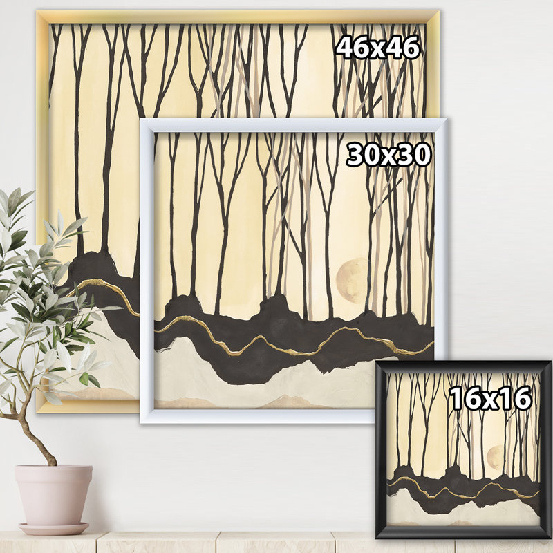 « geometric forest », reproduction d’art sur toile, H 16 po x l 16 po x P 1 po, Cadre noir