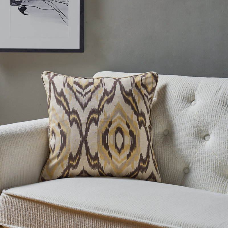 Coussin décoratif Nevada Ikat, Jaune, Plumes