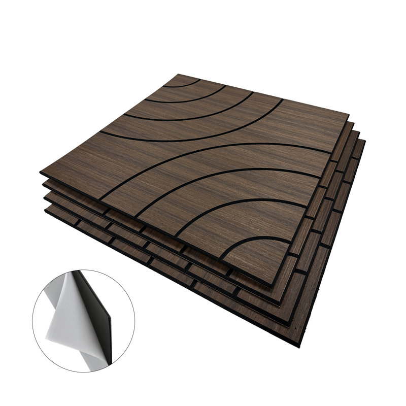 0.4 in. x 24 in. x 24 in. Smoked Self-Adhesive Square Edge MDF Decorative Wall Paneling (4-Pack), Walnut