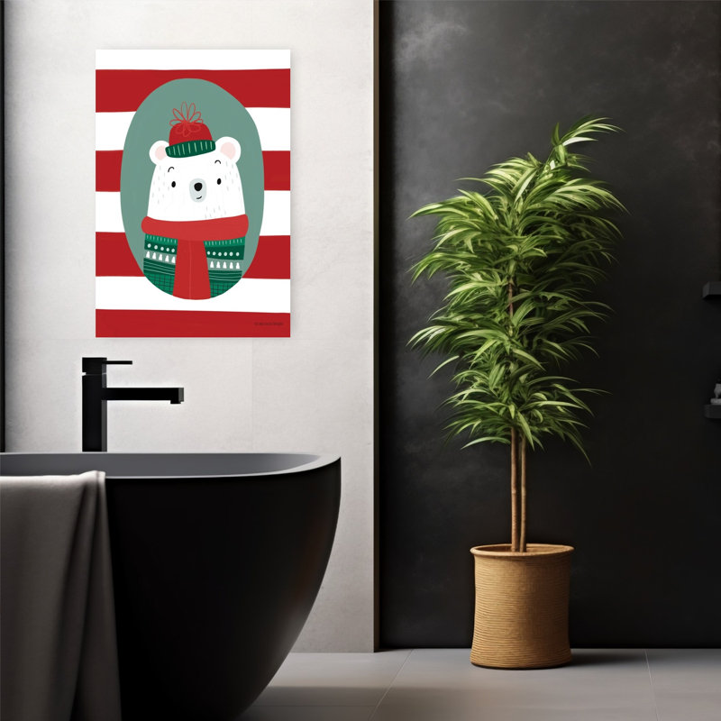 Ours polaire abstrait contemporain fantaisiste, H 24 po x l 16 po