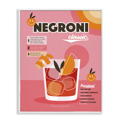 «Retro Negroni Cocktail Recipe», estampe numérique encadrée par Dominique Vari bk-065