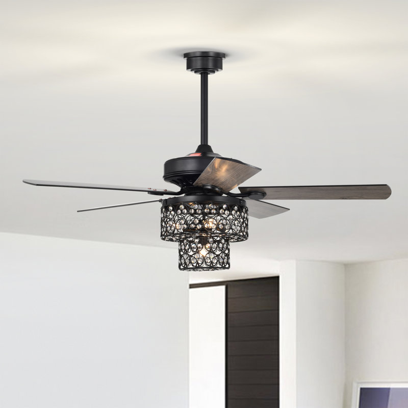 Ventilateur de plafond standard à 5 pales de 52 po avec télécommande et ensemble d'éclairage Dariush