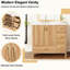 Meuble-lavabo de 36 pouces avec structure en bois massif, 2 portes à fermeture douce et poignées dorées pour salle de bain élégante et silencieuse.
