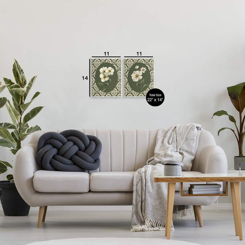Ensemble de 2 plaques murales Fancy Lace White Florals, par Nan