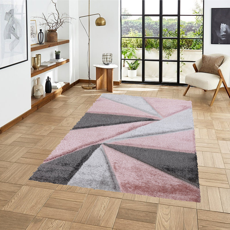 Todi Rug Carpet Runner Mat Geometric Machine Tufted Shag Indoor / Outdoor Area Rug, Rectangle 1'11.6" x 3'7.3"