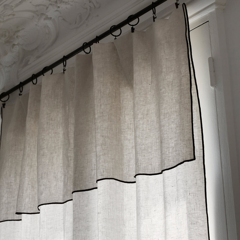 Carlina Linen Curtain Single Panel, Width 350 x Drop 280cm, Light Grey