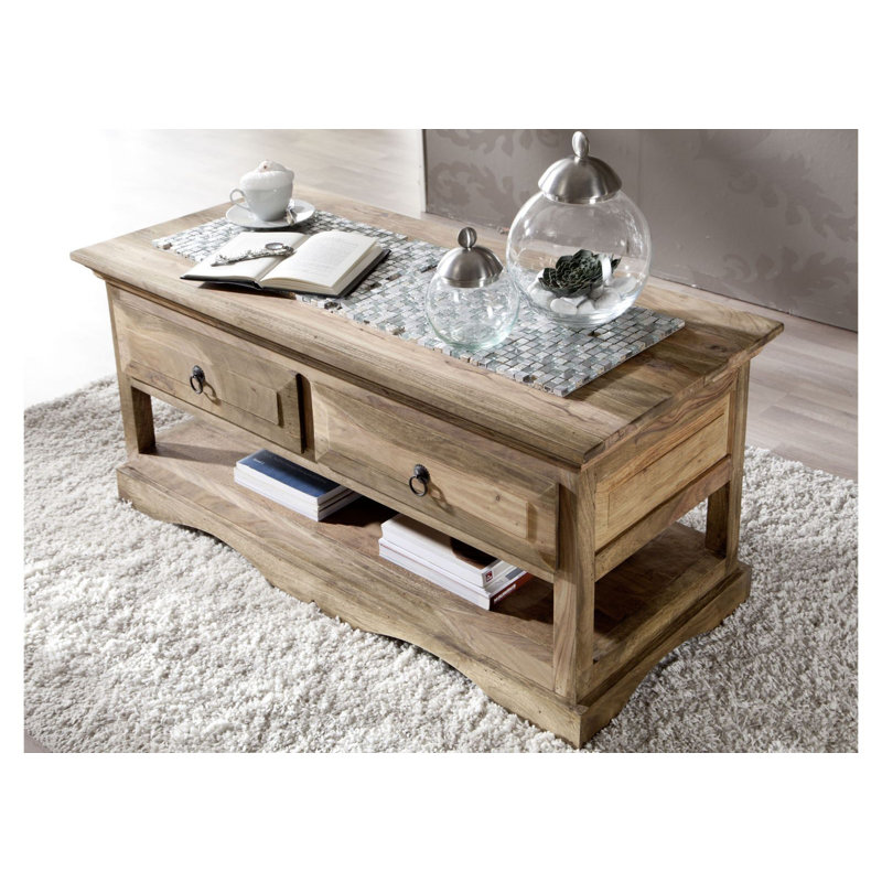 Leeds Solid Wood Four Leg Coffee Table with Storage