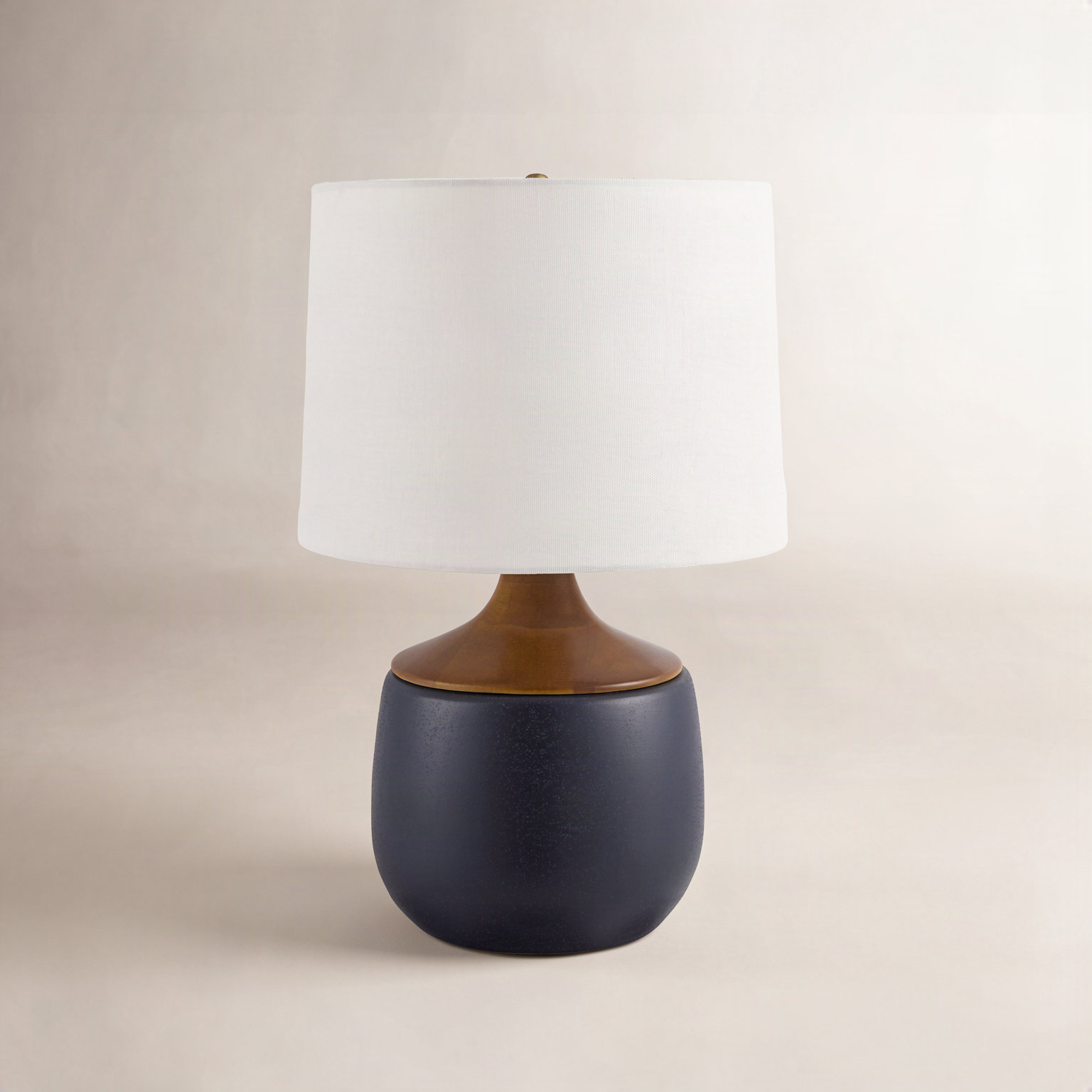 Ceramic Table Lamp, Navy, White