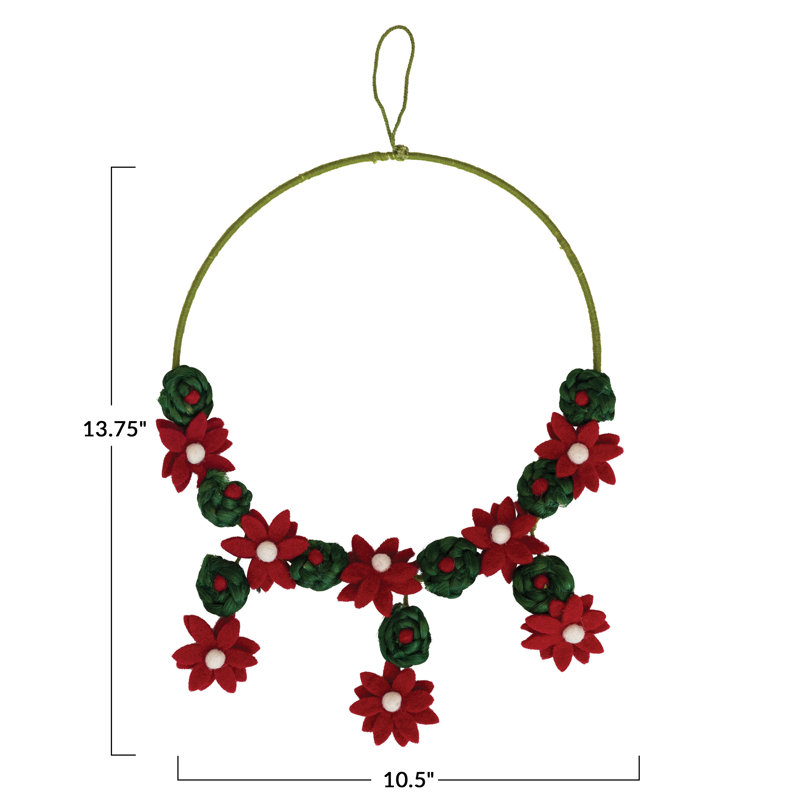 Handmade Wool Felt Flower Wreath