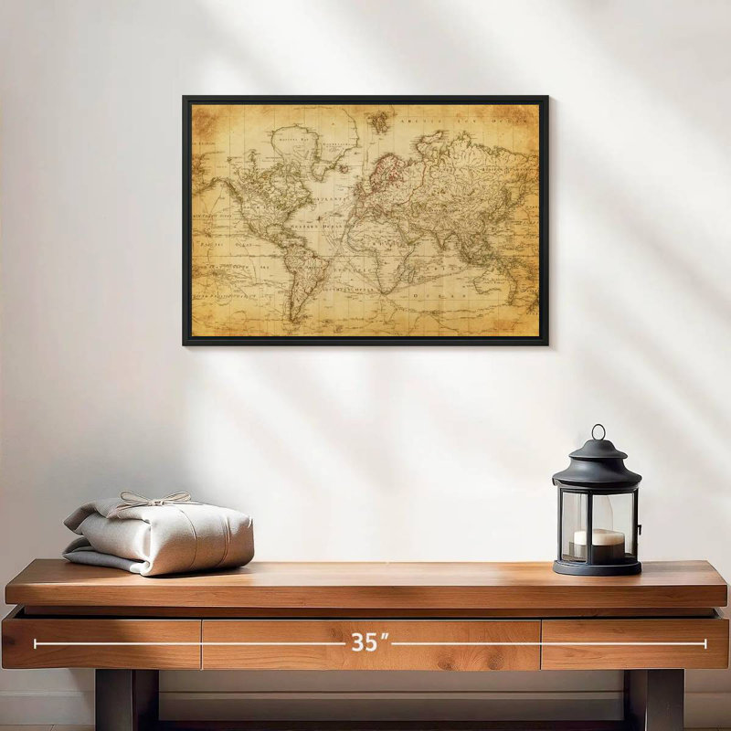 Carte du monde antique Aliaz, H 13 po x l 19 po
