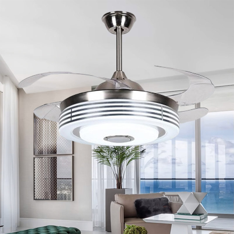 42" Sunali 4-Blade LED Chandelier Ceiling Fan with Remote Control and Light Kit