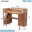 Lit mezzanine double de couleur noyer avec bureau intégré, étagères à livres, armoire et station de recharge. Le bureau est doté de deux prises de courant alternatif, d'un port de type C. L'escalier offre du rangement. Fabriqué à partir de-1573648009