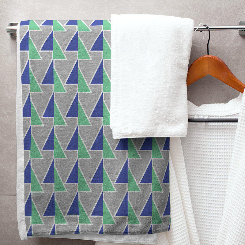 Serviette de bain Jordao, Vert, bleu et gris