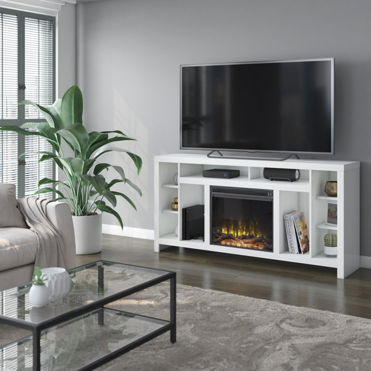Shrader TV Stand for TVs up to 80" with Electric Fireplace Included