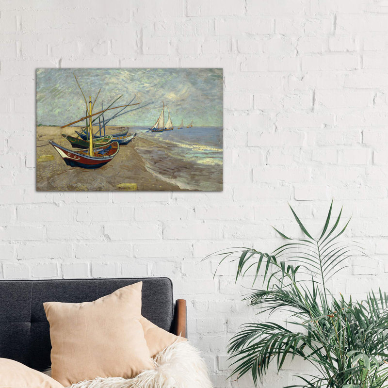 Fishing Boats On The Beach At Les Saintes Maries De La Mer by Vincent Van Gogh - Painting on Canvas, Wrapped Canvas