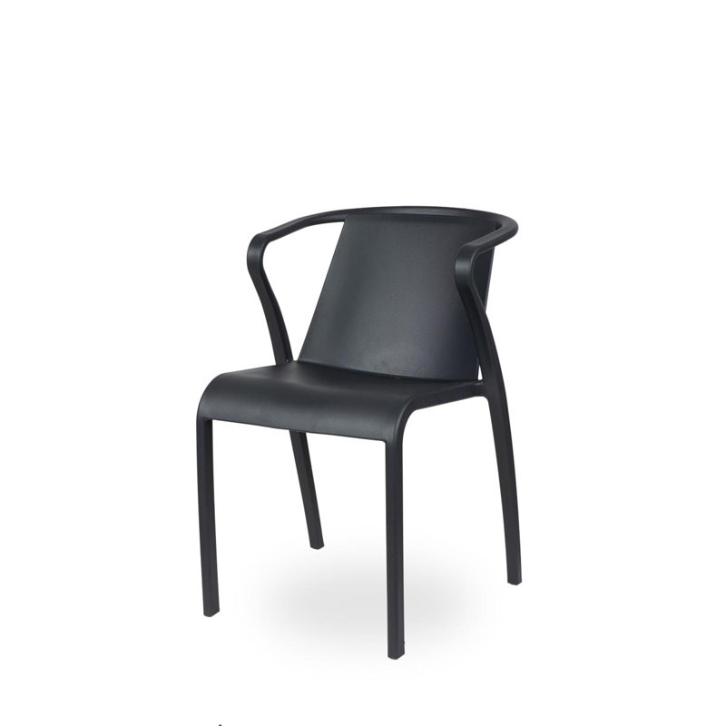 Horka Stacking Patio Dining Armchair with Cushion, Anthracite