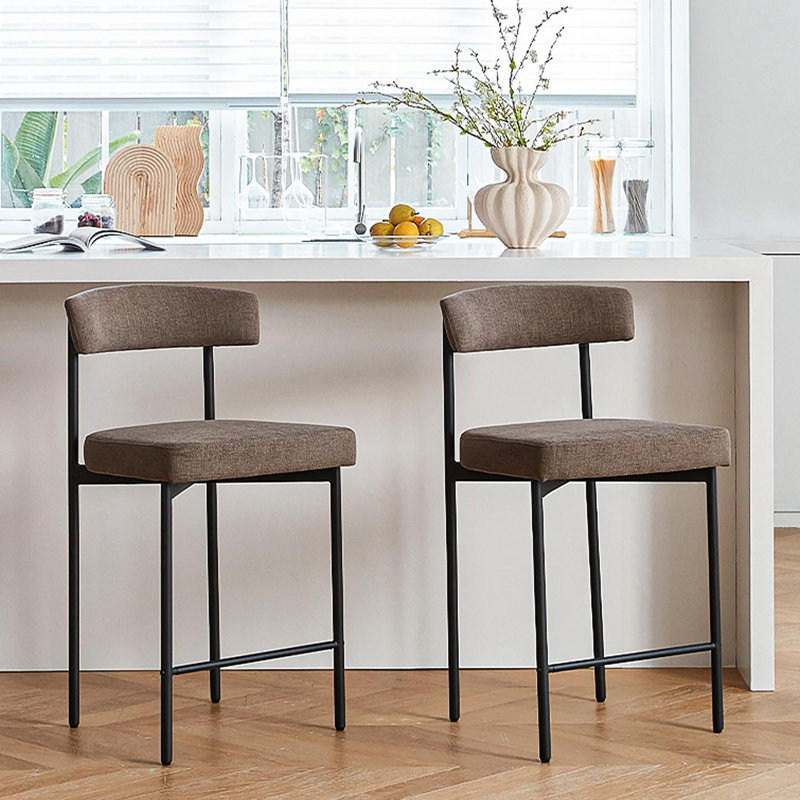 Ensemble de 2 tabourets de bar modernes, Noir, Gris