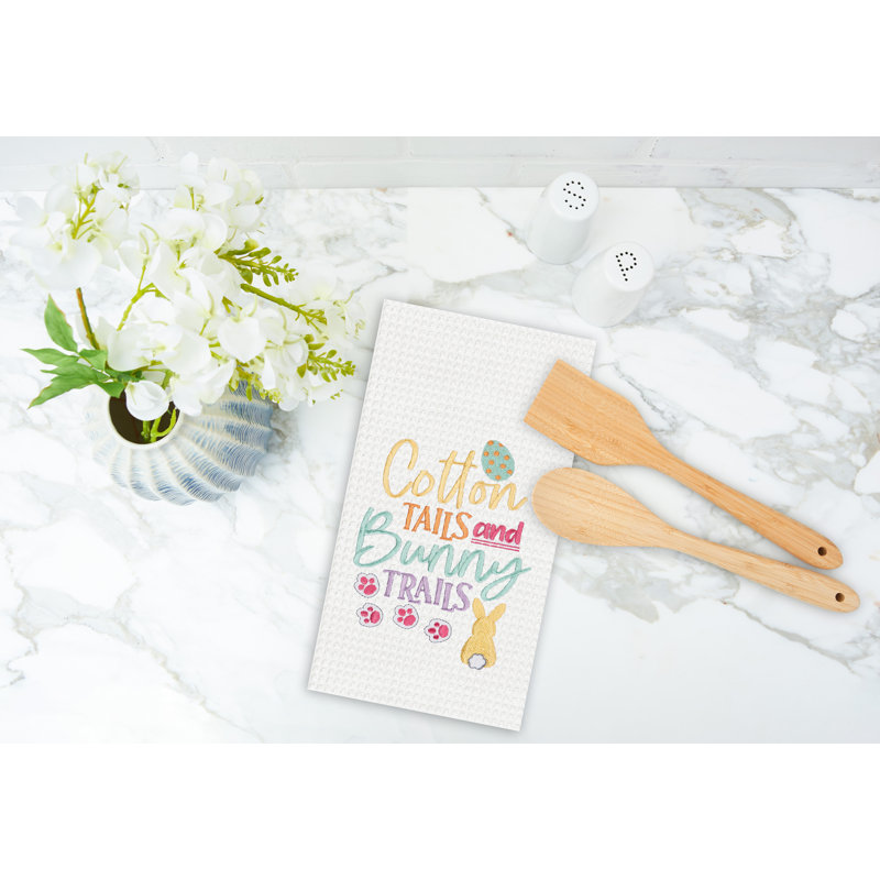 Cotton Tails & Bunny Trails Towel, Yellow/White/Blue Cotton Tails & Bunny Trails