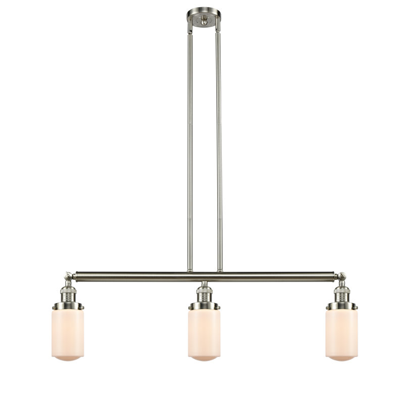 Lemoine 3 - Light Kitchen Island Pendant, Matte White, No Bulb Included, Brushed Satin Nickel