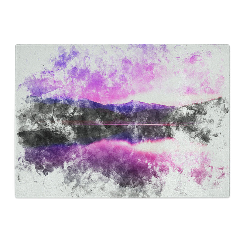 Tempered Glass Purple Mountains Chopping Board, 28.5 cm x 39 cm