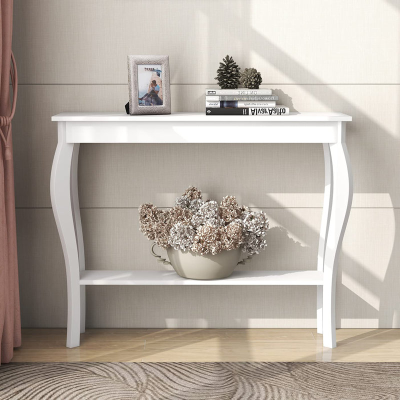 Console étroite, table d'appoint chic, table d'entrée, blanc