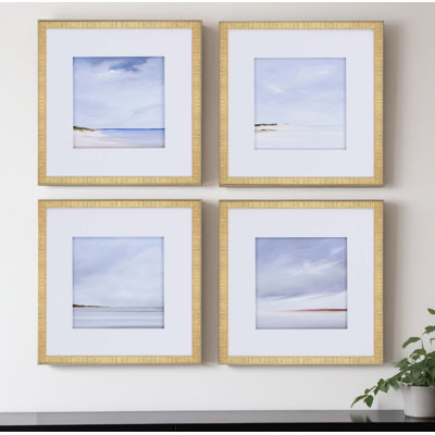 Set Of Four Shores Gold Framed Print Wall Art