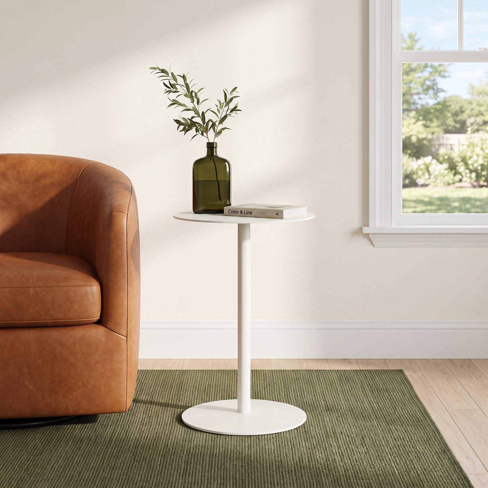 Swole Single End Table, 25" H x 20" W x 15" D, White