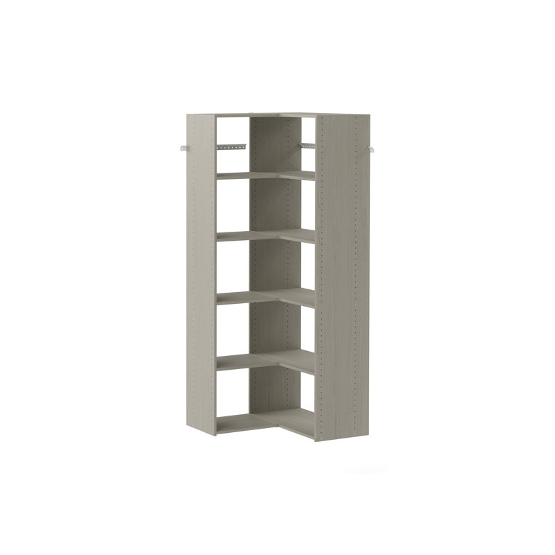 Système d'organisation en angle pour garde-robe grillagé de l 30 po de largeur, Gris patiné