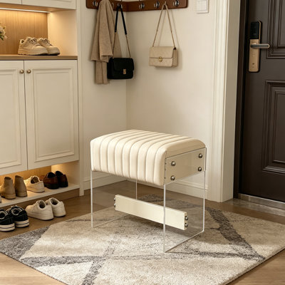 Tabouret de coiffeuse, repose-pieds souple avec pieds en acrylique transparent, repose-pieds moderne rembourré, tabouret décoratif à base en acrylique