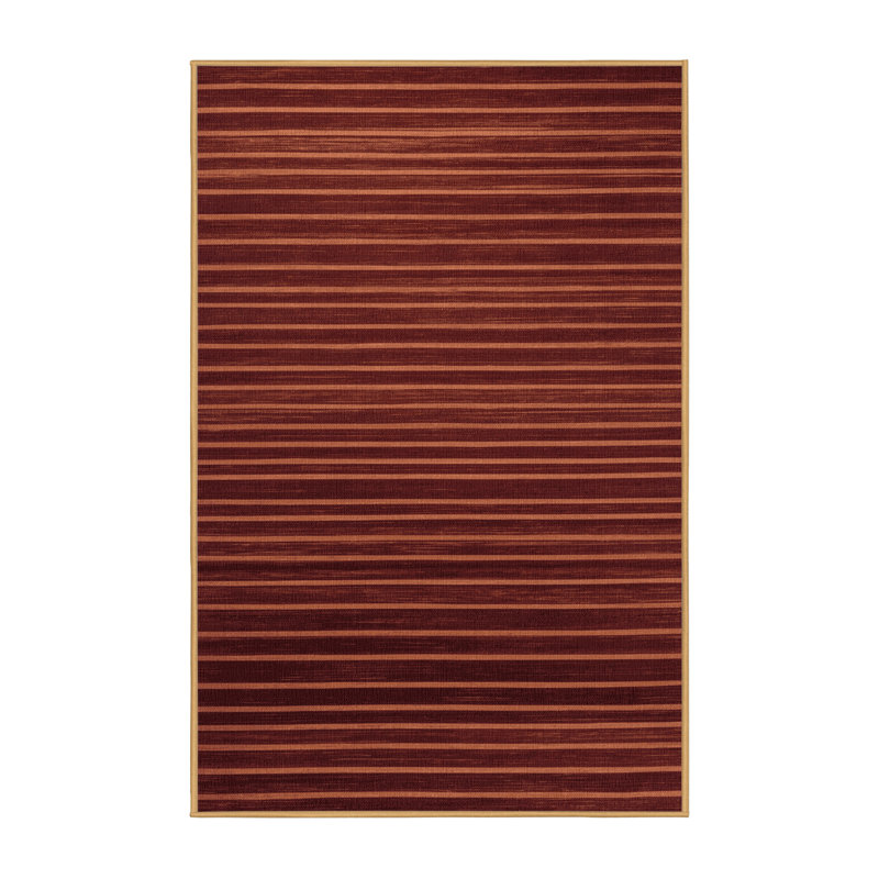 Tapis brun à rayures horizontales lavable à la machine, Rectangle 2 pi x 3 pi