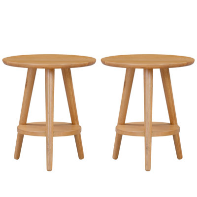Mccord Solid Wood Top Three Leg Round Side Table Set