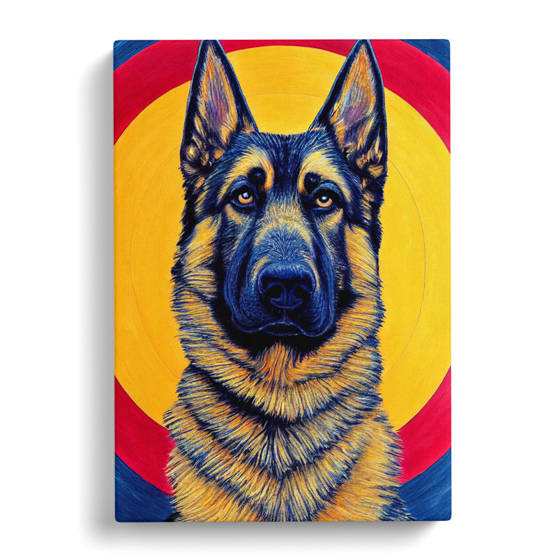 German Shepherd Mandala - Wrapped Canvas, 50cm H x 35cm W x 3cm D