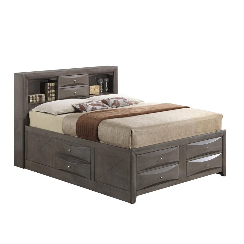 Champetre Bookcase Storage Bed, King, Gray