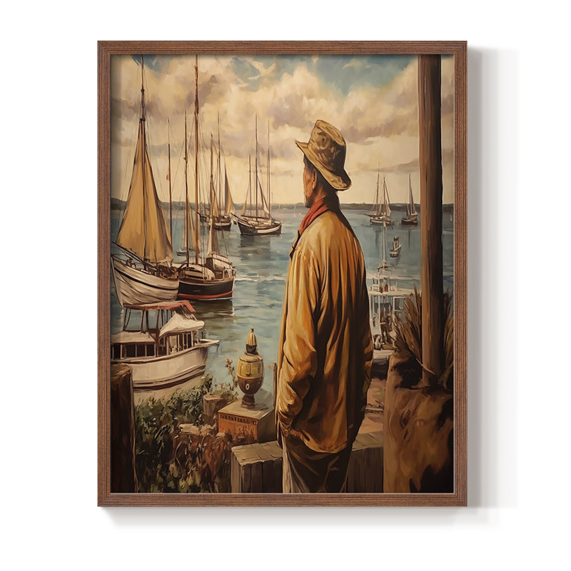 NAUTICAL Series DCVII, reproduction encadrée - bois massif, H 30 po x l 24 po, Noyer