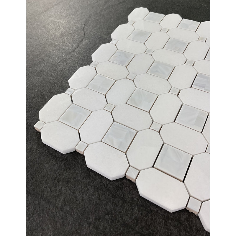 Carrelage mosaïque en marbre blanc Thassos